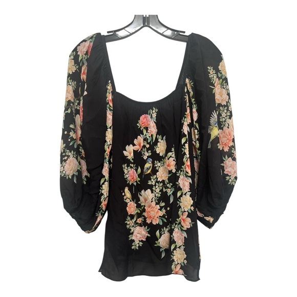Johnny Was Byrdie Blouse Top Black Floral Boho size small NWT - Picture 4 of 8